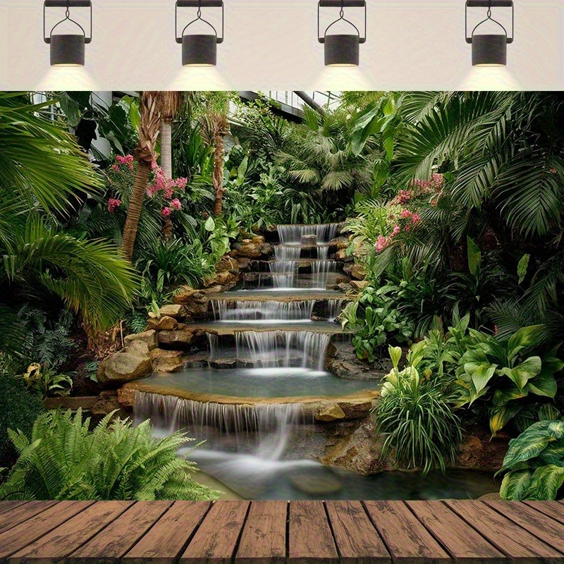 Spa Wellness Center - Gobelin z motywem ogrodu wodospadowego, bujne