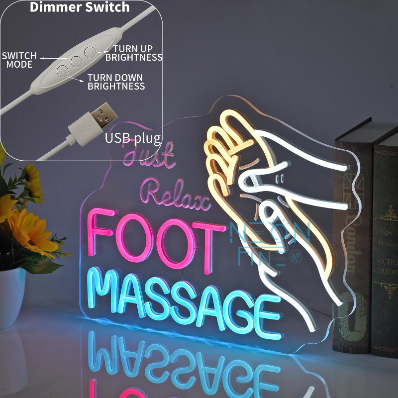 Neon LED z napisem Masaż Stóp, – Spa Wellness Center recenzja i cena